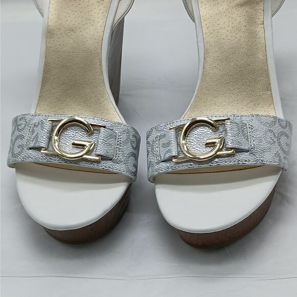 GBG Los Angeles Selah Platform Shoes Womens 8.5M White Faux Leather Sandals - Picture 7 of 14